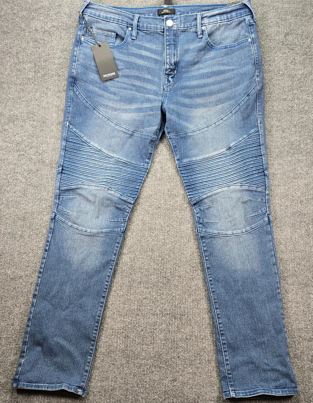 True Religion Rocco Relaxed Skinny Jeans 36x32 (38x32) Blue Medium Wash Moto
